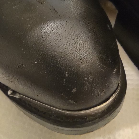 ROAD WOLF VINTAGE BLACK LEATHER METAL TIP WOMAN'S PULL ON COWBOY BOOTS SIZE 8.5 - Picture 8 of 14